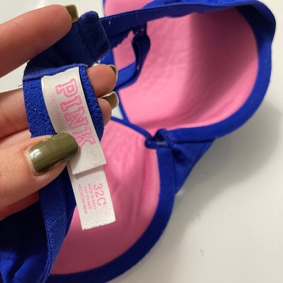 PINK Victoria’s Secret Women’s Blue Wear Everywhere Push Up Bra Size 32C - Picture 2 of 6